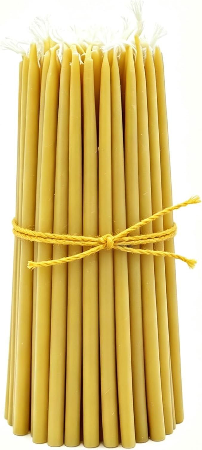 D&D EVA Pure Beeswax Candles (50 Pack, Honey-Scented)