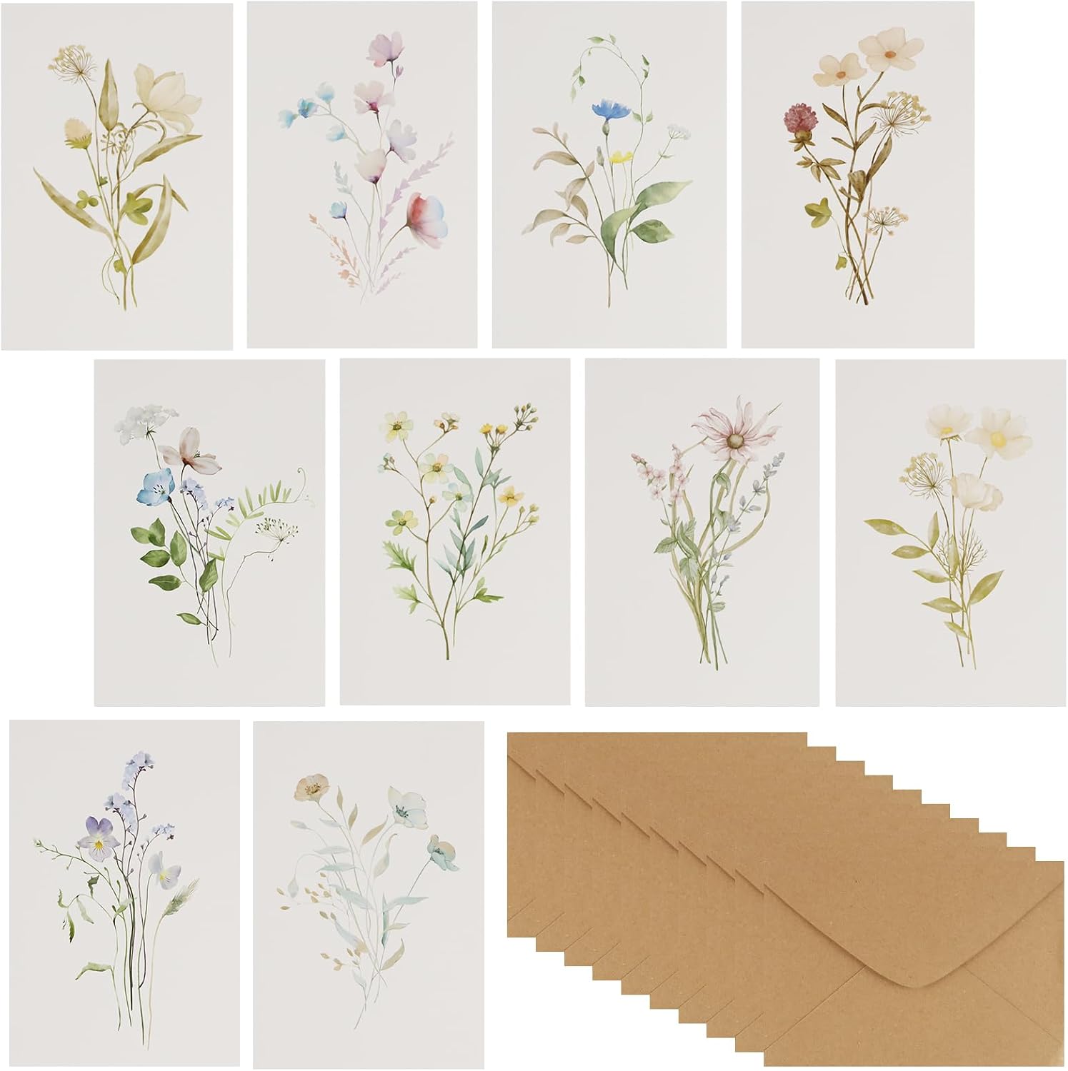 Floral Greeting Card Multipack with Envelopes